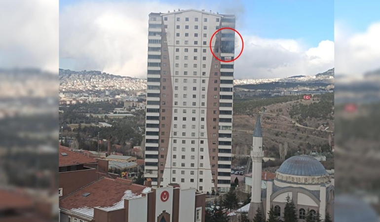 Mamak’ta 22 Katlı Binada Yangın Paniği!
