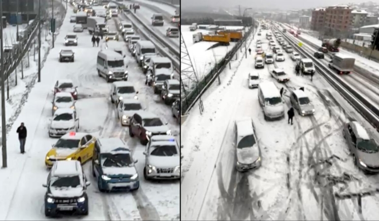 Karla Kaplı Yollar, Araçlar Kaldı Kaldı!