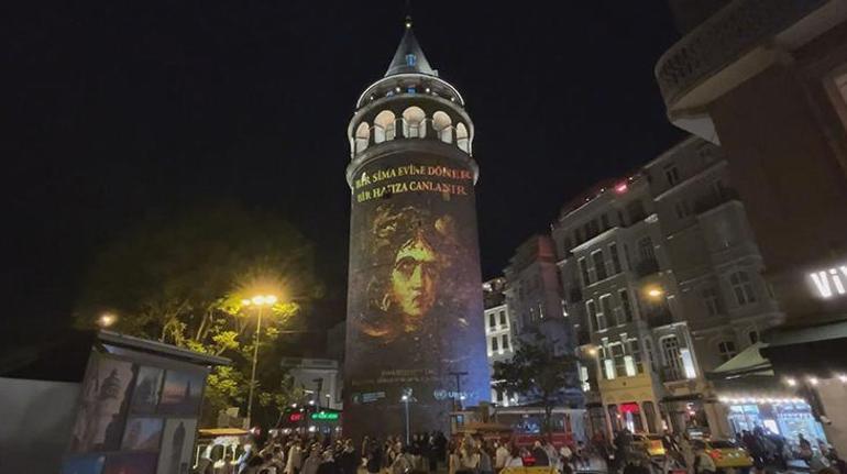 Galata Kulesi’nde anlamlı mesaj Havadan çekilen görüntüler hayran bıraktı