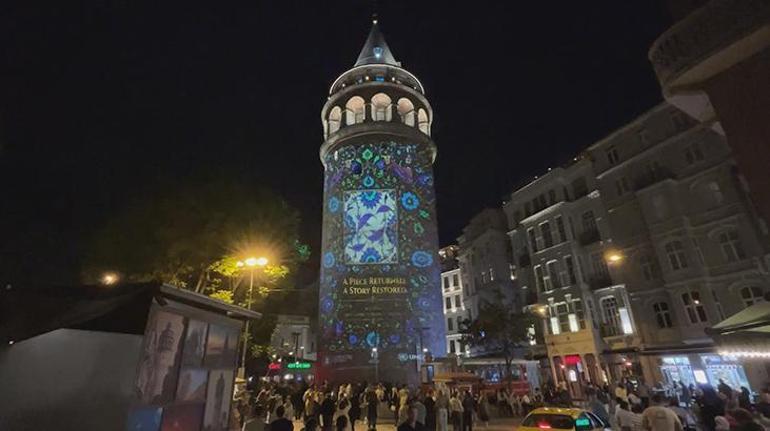 Galata Kulesi’nde anlamlı mesaj Havadan çekilen görüntüler hayran bıraktı
