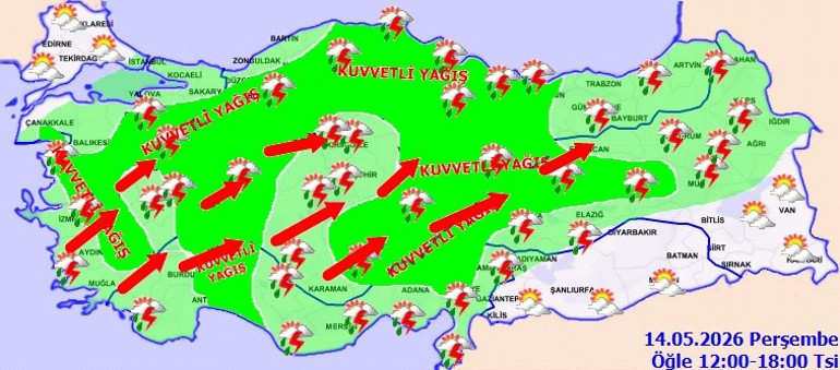 Gök gürültülü sağanak ve fırtına geliyor: Meteoroloji saat verdi Hava sıcaklığı düşüyor, yağışlar kuvvetleniyor: 5 gün boyunca etkili olacak