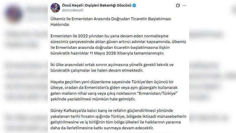 Son dakika: Türkiye ve Ermenistan arasında yeni dönem Doğrudan ticaret için hazırlıklar tamamlandı